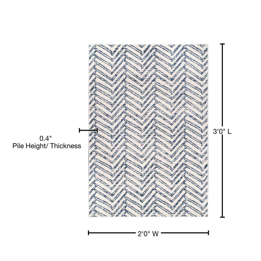 Nuloom Rosanne Chevron 2x3 Accent Indoor Area Rug for Living Room Bedroom Dining Room Entryway Kitchen, Blue/Ivory