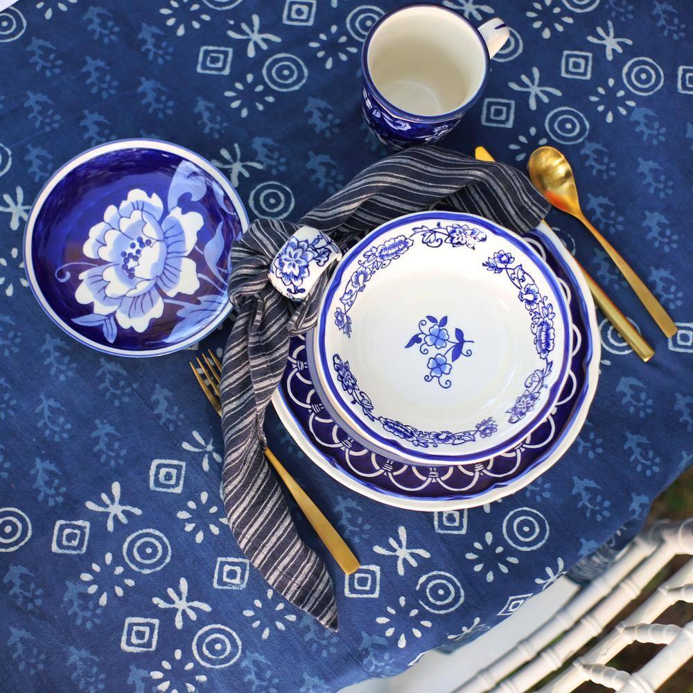 Euro Ceramica Blue Garden 6" Assorted Appetizer Plate (Set of 4)