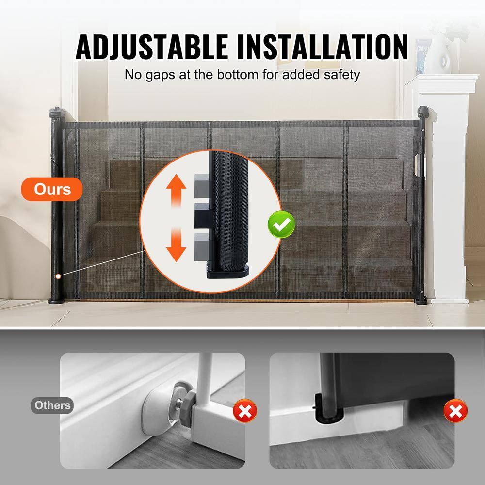 VEVOR VEVOR Retractable Gate Black Plastic Wall Mounted Pet Gate