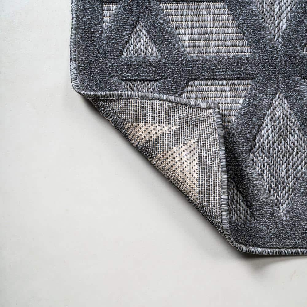 5 X 8 Talaia Neutral Geometric Indoor/Outdoor Area Rug, Dark Gray - JONATHAN Y