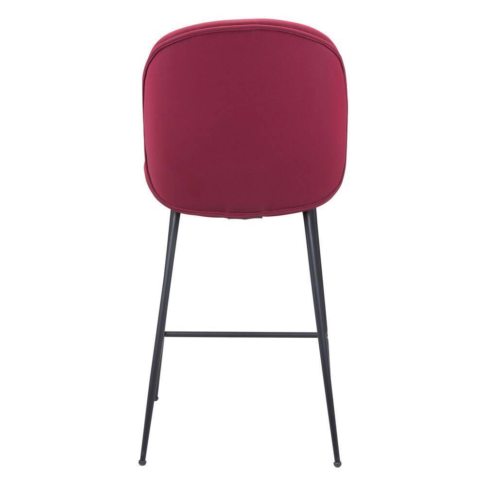Miles Counter Stool Matte Black Steel Frame Velvet Upholstered Barstool