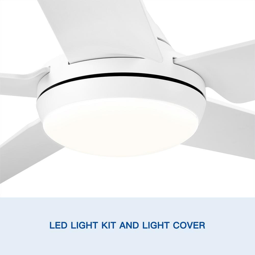48 in. Indoor White Ceiling Fan with Integrated Dimmable LED Light Kit and Remote Control
