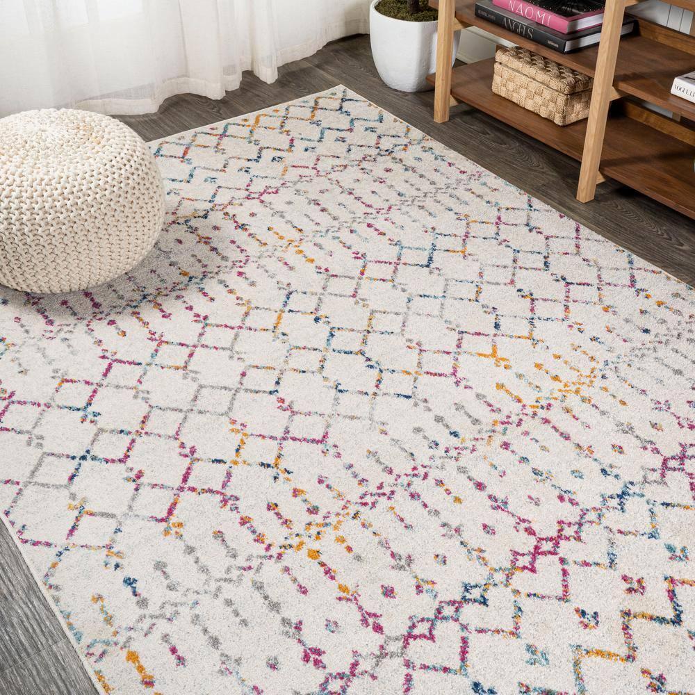 JONATHAN Y Moroccan HYPE Boho Vintage Diamond Ivory/Multi 8 ft. x 10 ft. Area Rug