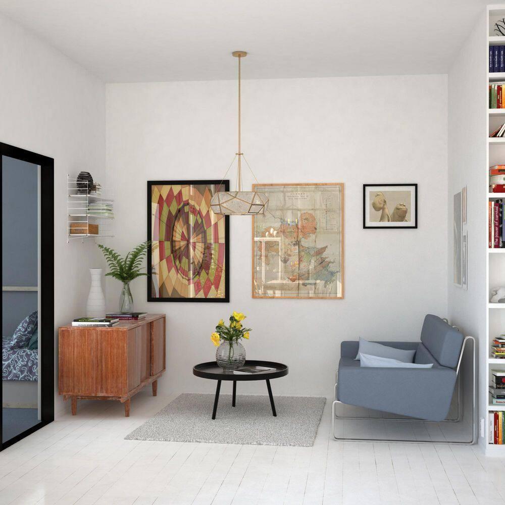 VAXCEL Euclid Brass Mid-Century Modern Pendant Light Mercury Glass, Aged Brass, 3 Light, 20 inch