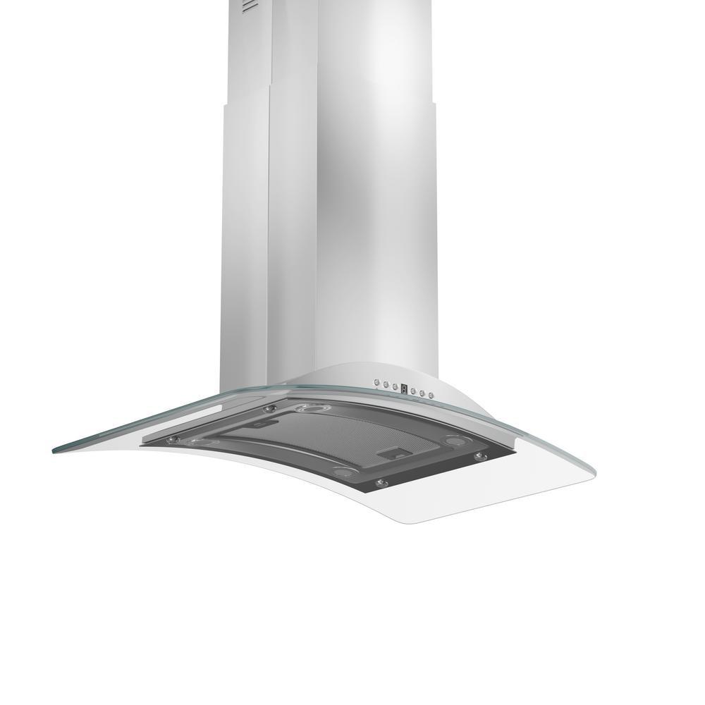 ZLINE 30 in. Convertible Vent Isl& Mount Range Hood in Stainless Steel & Glass (GL9i-30)