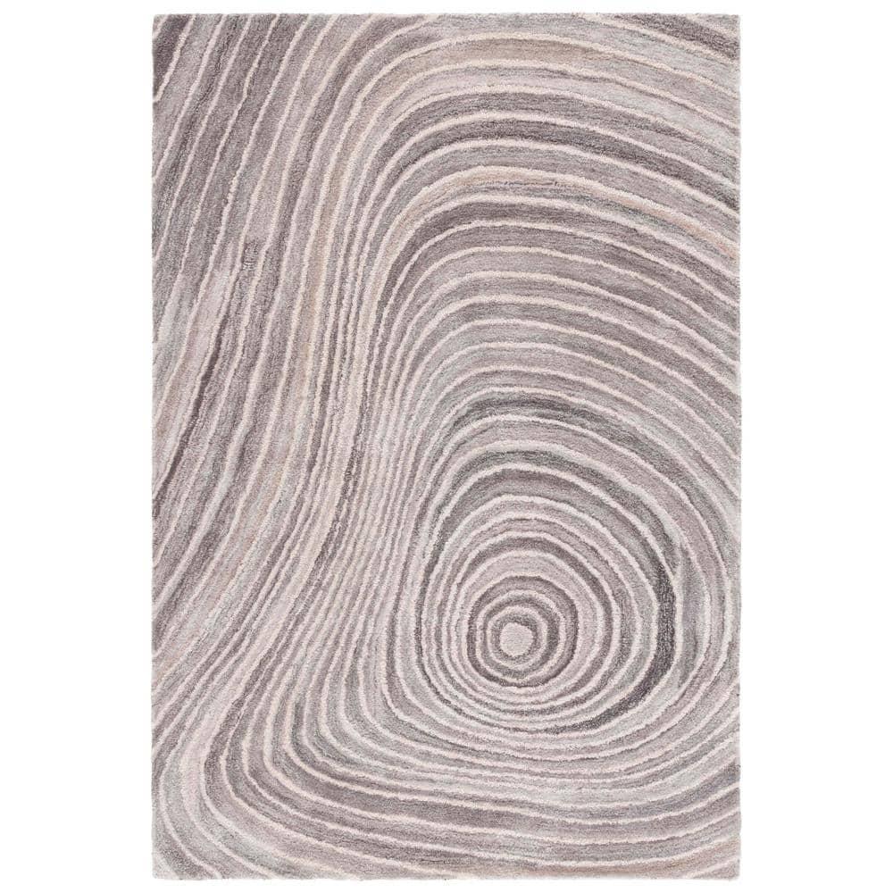 Abstract ABT153 Handmade Tufted Area Rug - Grey/Ivory - 8' X 10' - Safavieh