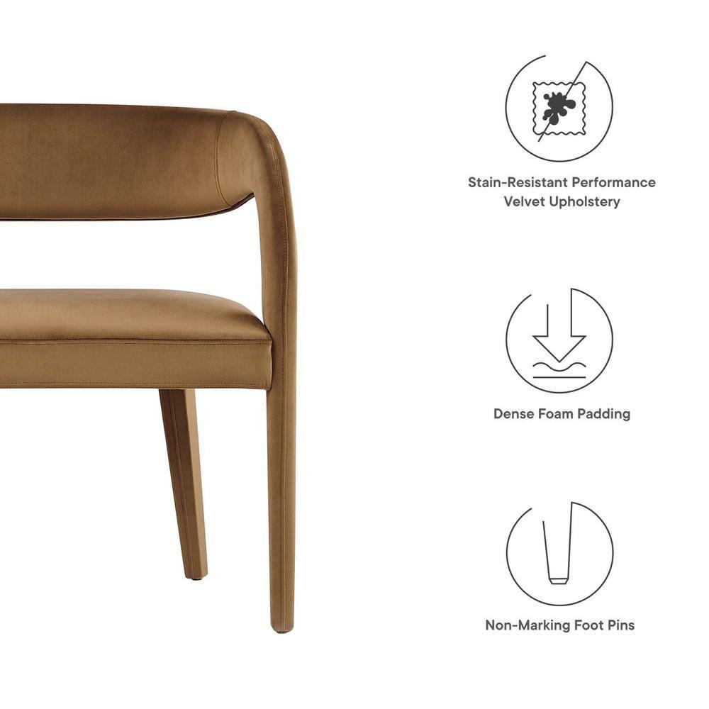 Modway Pinnacle Performance Velvet Accent Bench in Brown