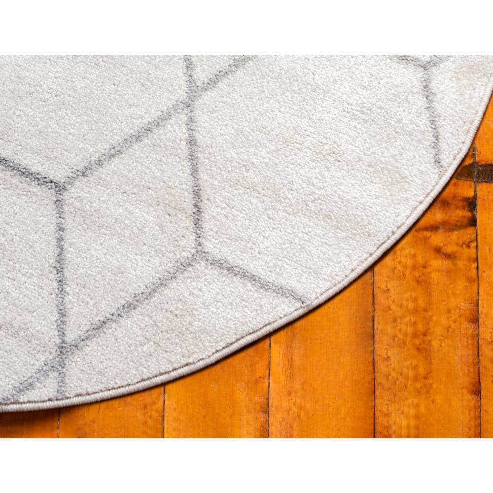 Unique Loom 4' 0 x 4' 0 Trellis Frieze Ivory Area Rug