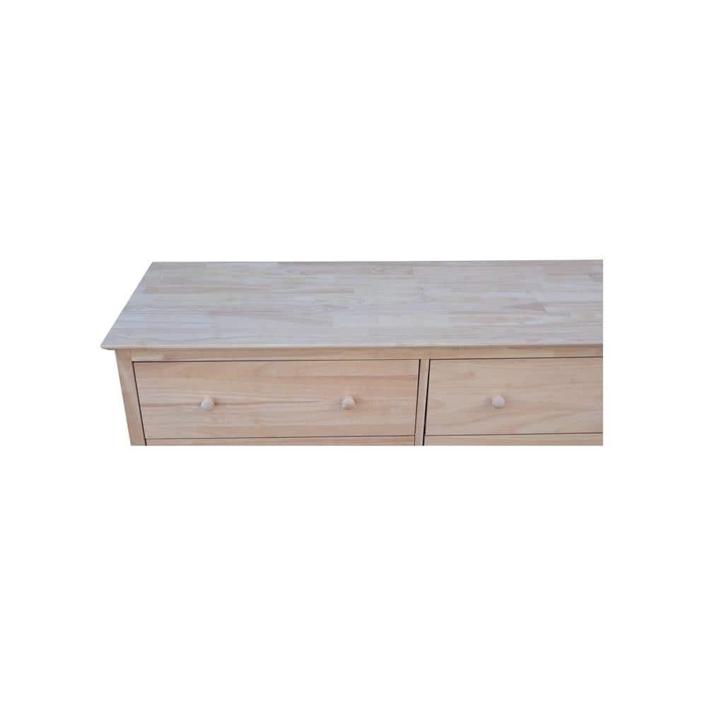 Dresser with 6 Drawers Unfinished - International Concepts: Solid Parawood Bedroom Storage