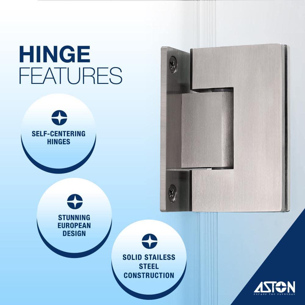 Nautis XL 66.25 to 67.25 in. W x 80 in. H Hinged Frameless Shower Door with Clear StarCast Glass