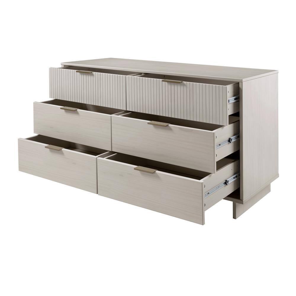 Manhattan Comfort Granville Modern 6 Drawer Double Wide Dresser Light Gray : Wood Frame, Spot Clean, Assembly Required