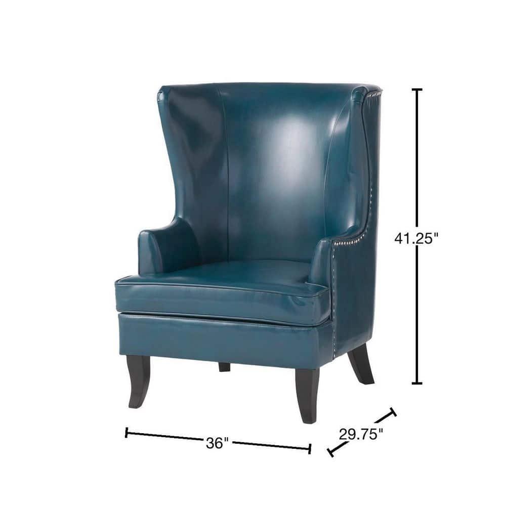 Canterburry Teal Bonded Leather Club Chair with Nailhead Trim (Set of 1)