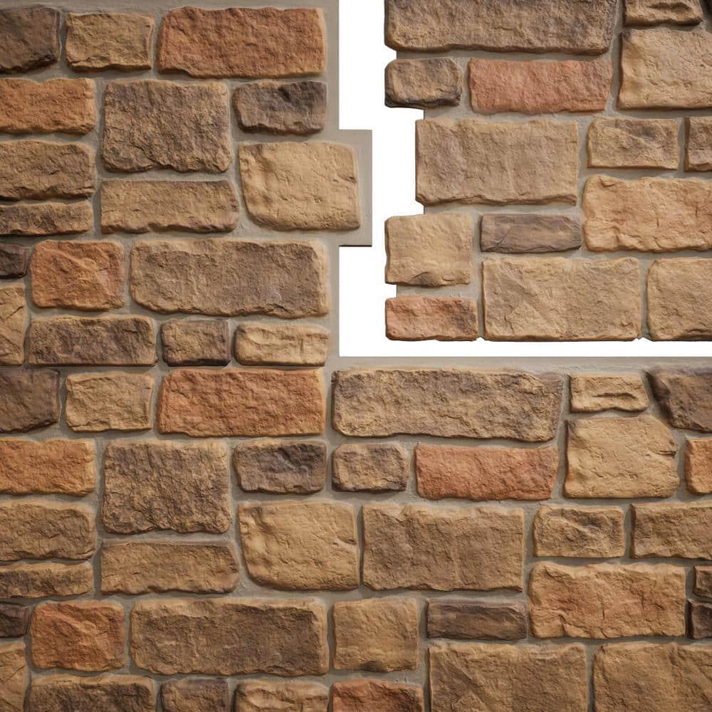 EverStone Cobblestone Faux Stone Panel, 48"W x 23 3/4"H x 1 1/8"D, Rustic Roast Color