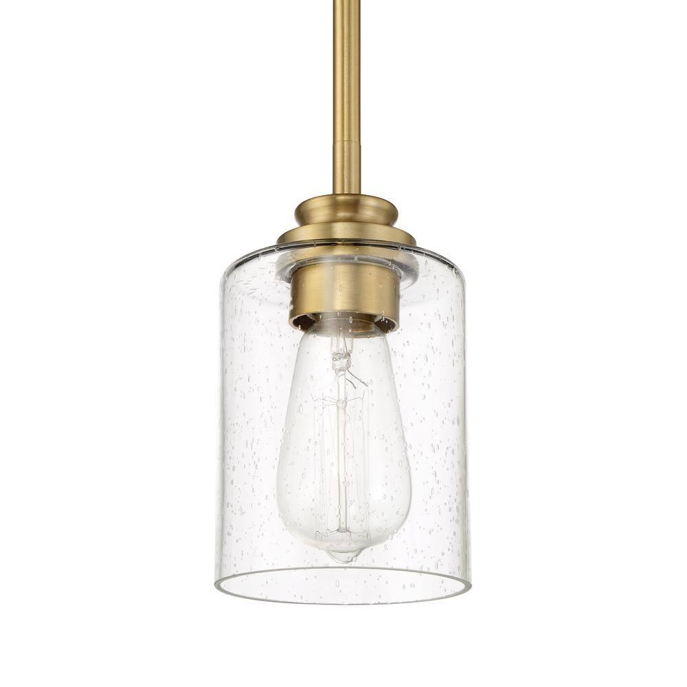 Elegant Mini Pendant Light in Satin Brass with Glass Shade