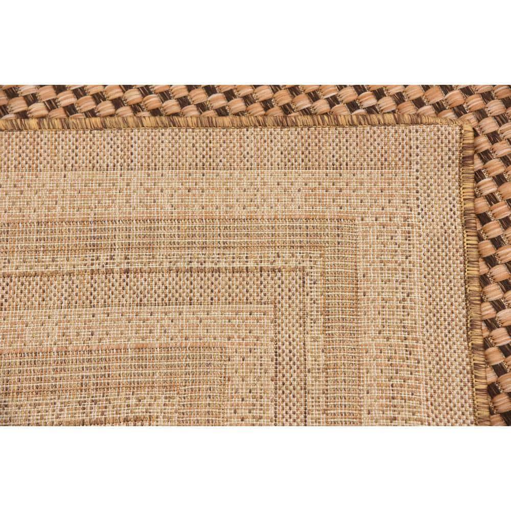 Unique Loom 5' 3 x 8' 0 Light Brown Outdoor Border Multi Border Area Rug