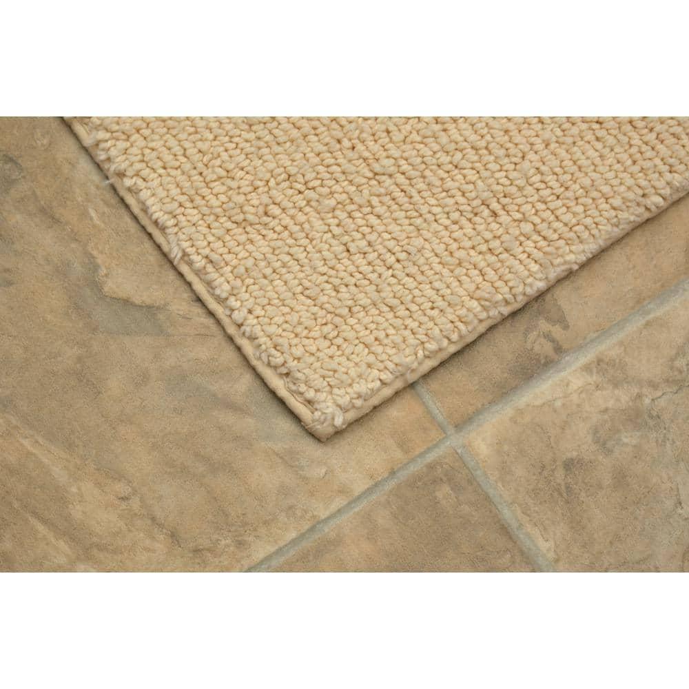 Garland Rug Queen Cotton Washable Bath Rug Set, 3 Piece Set (21"x34" Bath Rug, Contour Rug, & Toilet Lid) Natural
