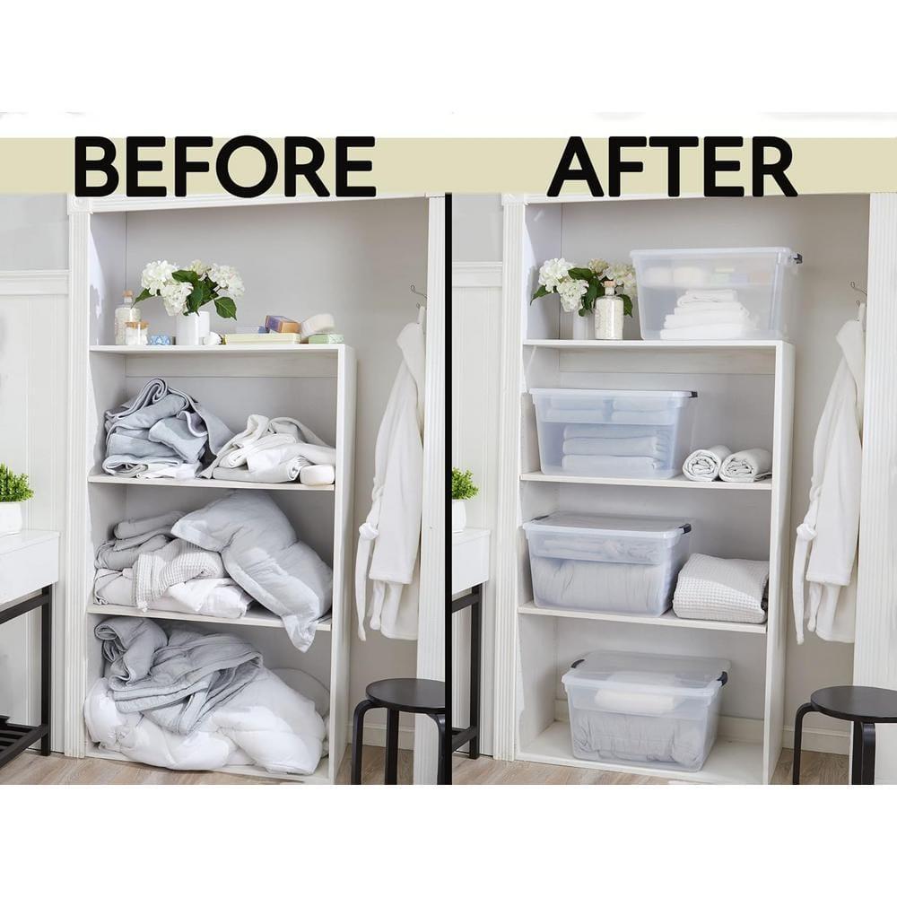 Clear Stackable Plastic Storage Bins with Latching Lids, 71 Quart