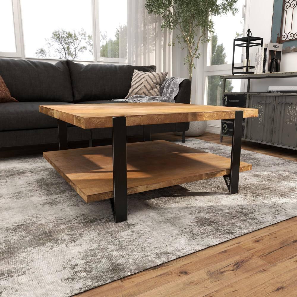 Industrial Wood Coffee Table Dark Brown - Olivia & May