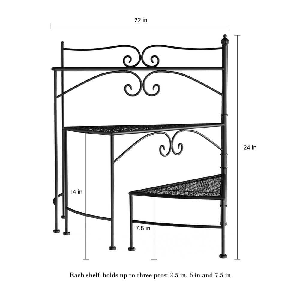 Pure Garden 3-Tier Metal Plant Stand  Indoor or Outdoor Folding Spiral Stair Display (Black)