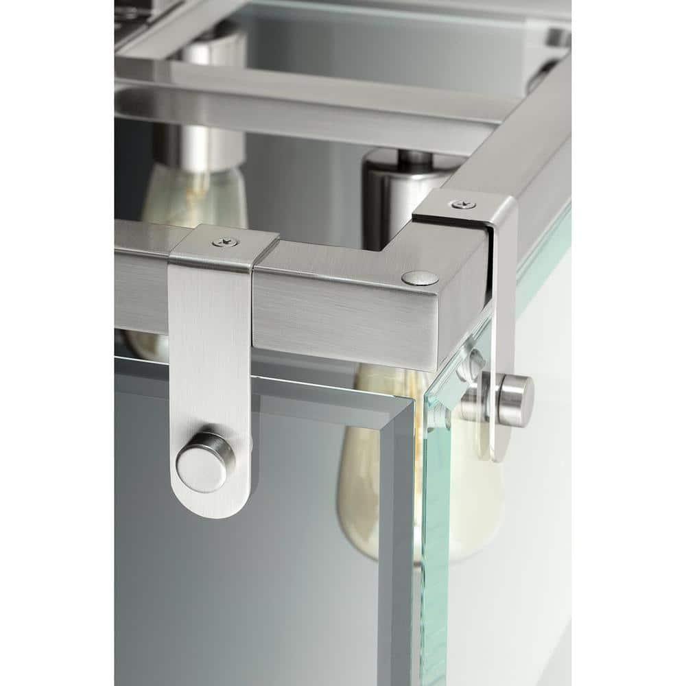 Progress Lighting Glayse 2-Light Bath & Vanity, Brushed Nickel, Beveled Glass Shade