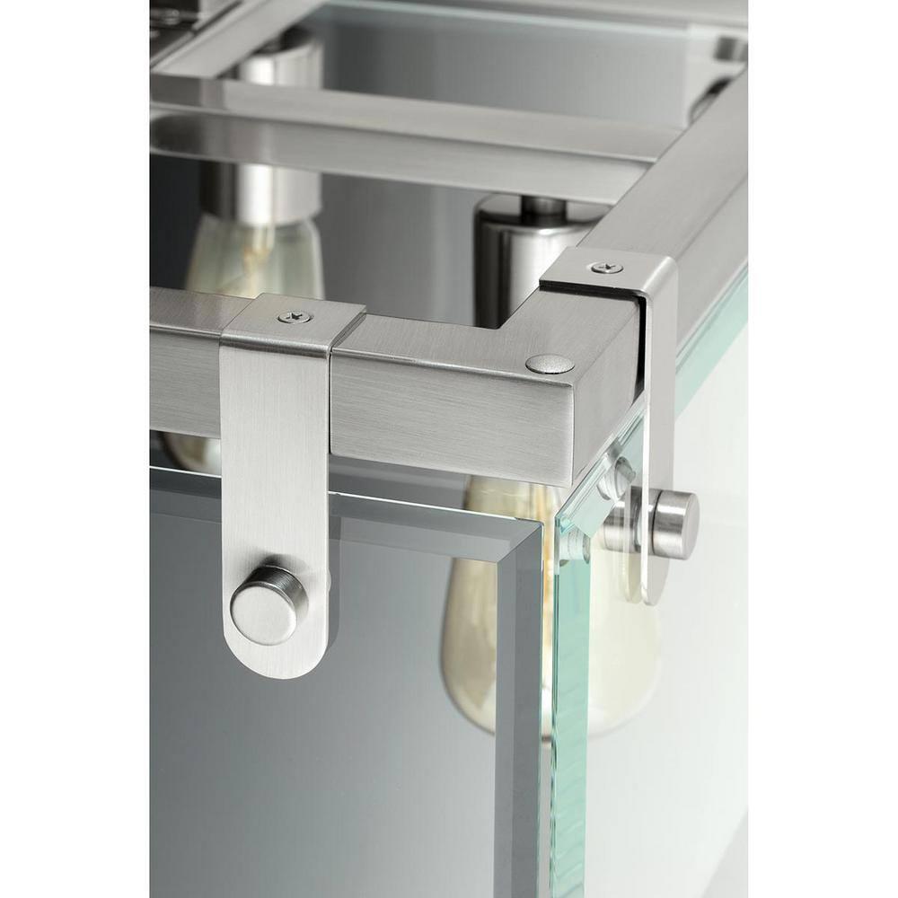 Progress Lighting Glayse 3-Light Bath Vanity, Brushed Nickel, Glass Shade
