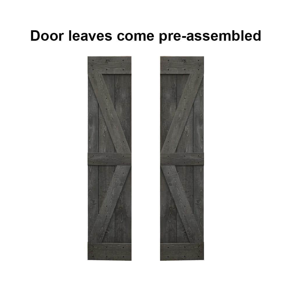 Calhome 84'' Solid Wood Barn Doors Painted without Installation Hardware Kit Barn Door