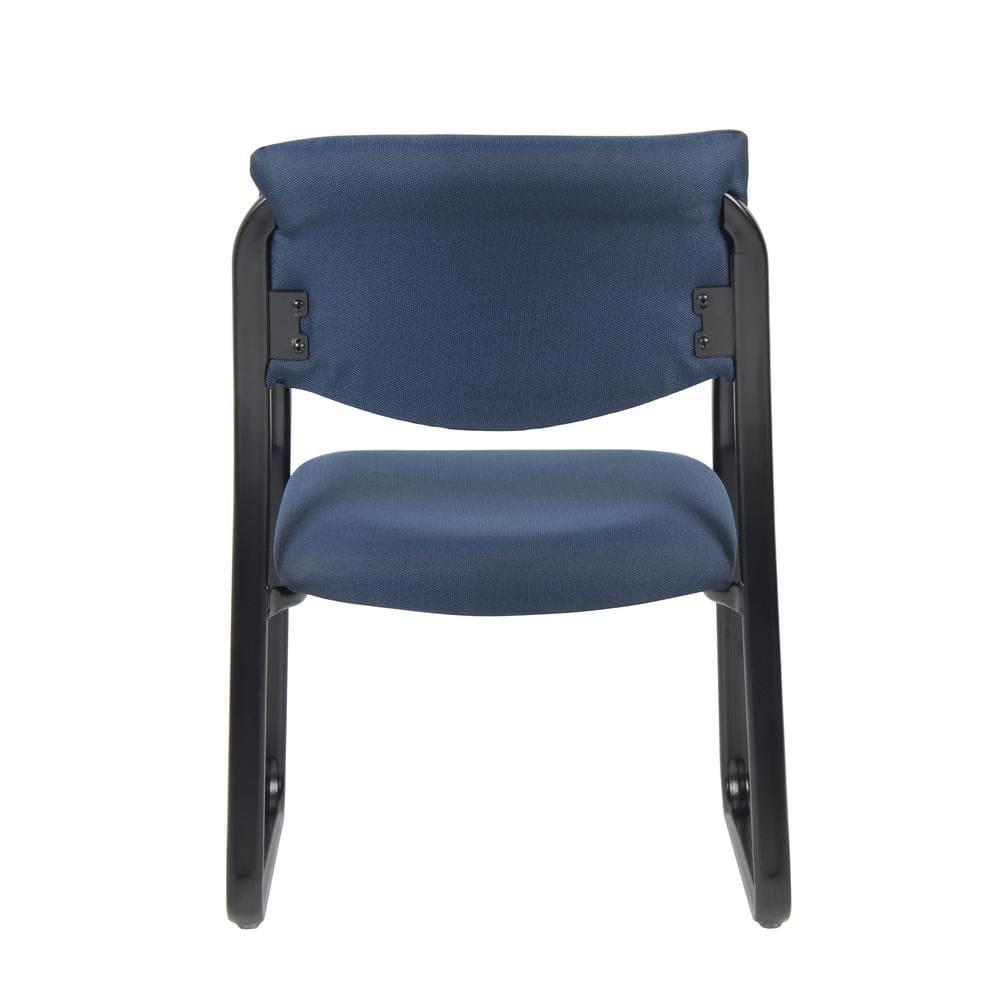 Sled Base Guest Chair Blue - Boss: Sturdy Metal Frame, Padded Back & Seat, Fixed Height