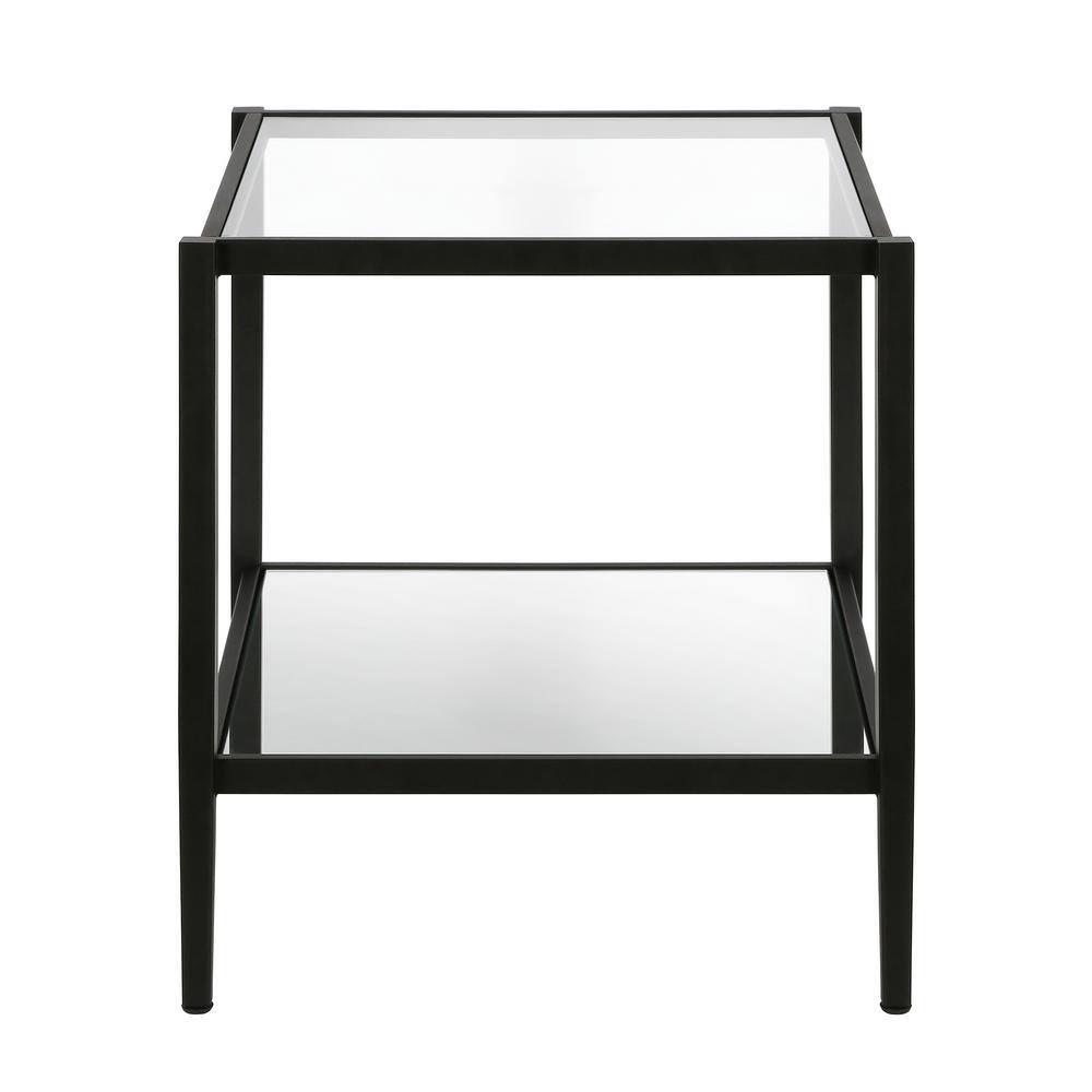 Evelyn&Zoe Hera 20" Wide Square Side Table with Mirror Shelf, Blackened Bronze