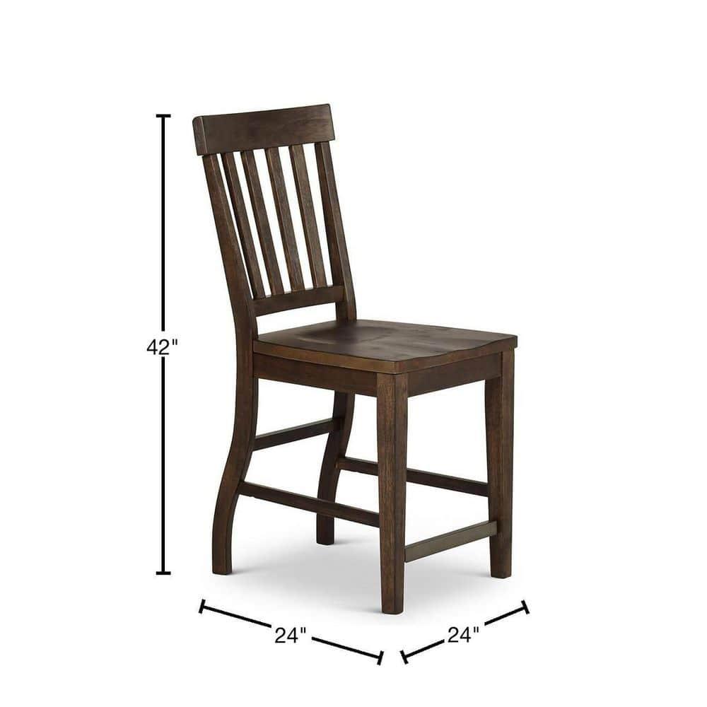 Steve Silver Set of 2 Cayla Counter Height Barstools Dark Oak: Wood Frame, Slat Back Design, CSA Certified