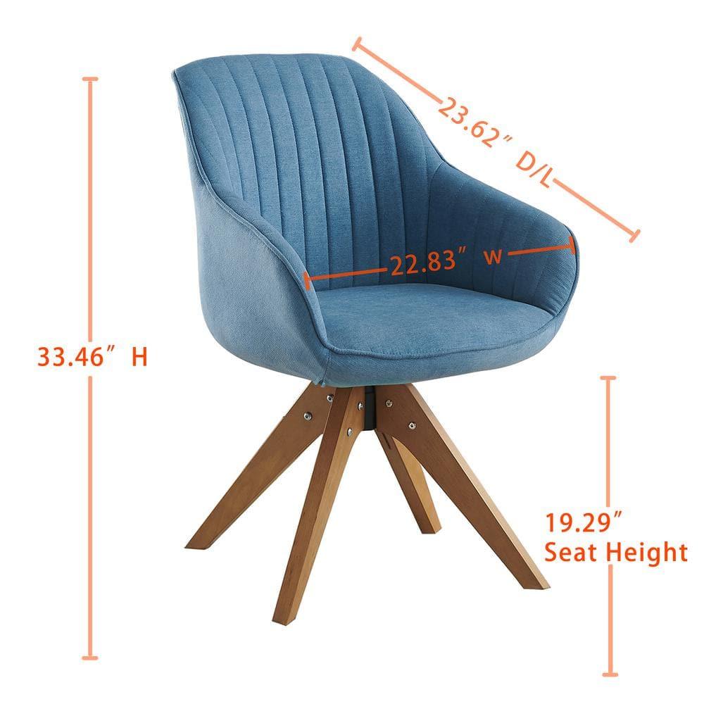 Art Leon Mid Century Accent Chair Fabric Swivel Beech Wood Legs, Light Blue