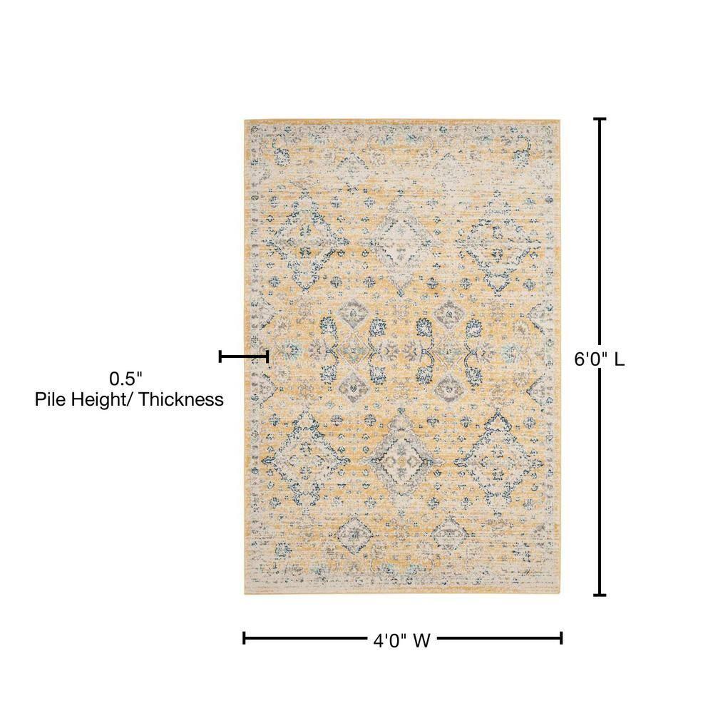 Evoke EVK224 Power Loomed Area Rug - Gold/Ivory - 4'x6' - Safavieh.