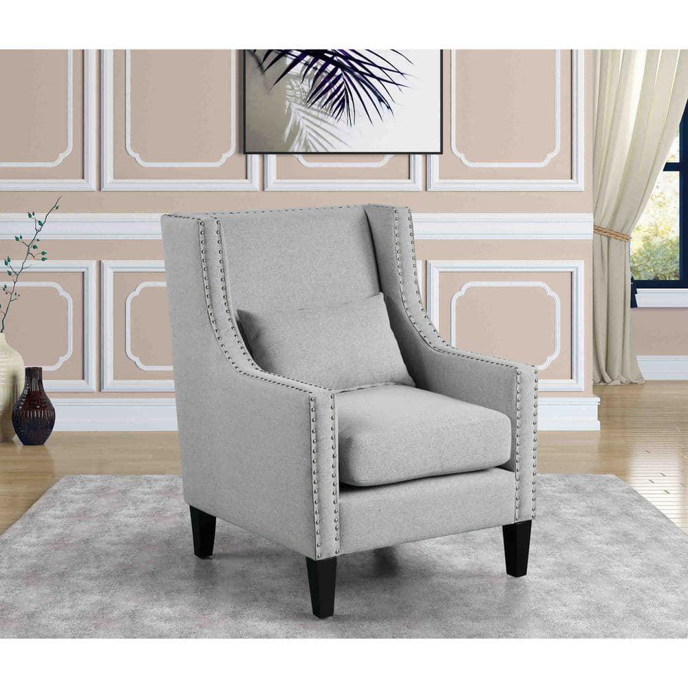 Best Master Furniture Glenn 20" Transitional Fabric Arm Chair in Light Gray