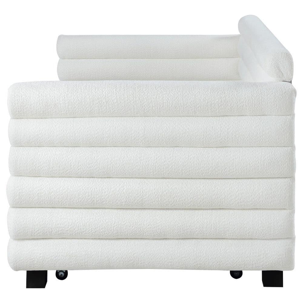 Coaster Patricia Boucle Fabric Upholstered Twin Day Bed with Trundle White