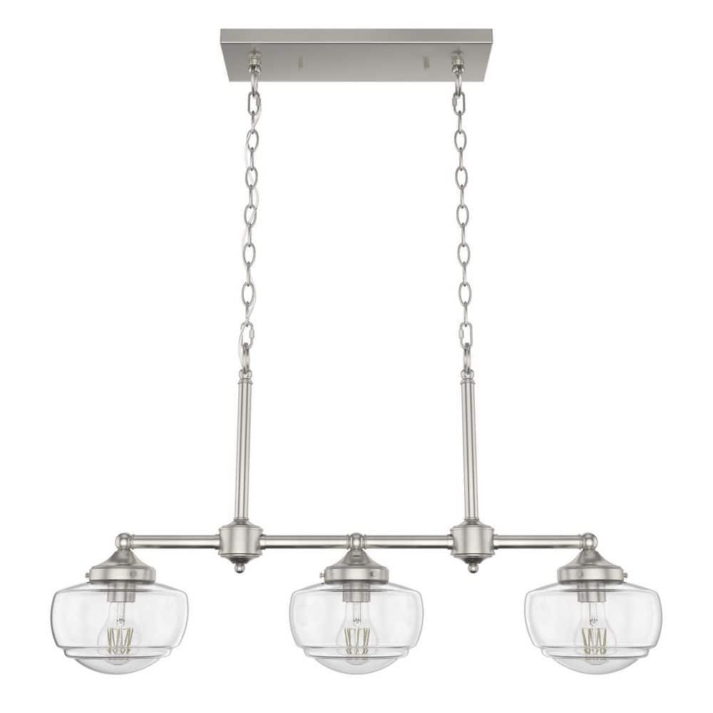 Saddle Creek 3 - Light Kitchen Island Linear Schoolhouse Chandelier