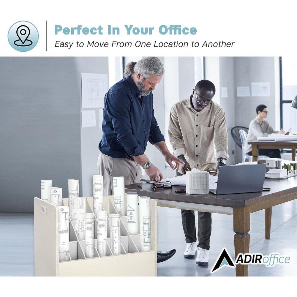 AdirOffice Adiroffice 21-Slot Mobile Rolling Wood Blueprint Roll File Large Document Organizer (Set of 2)