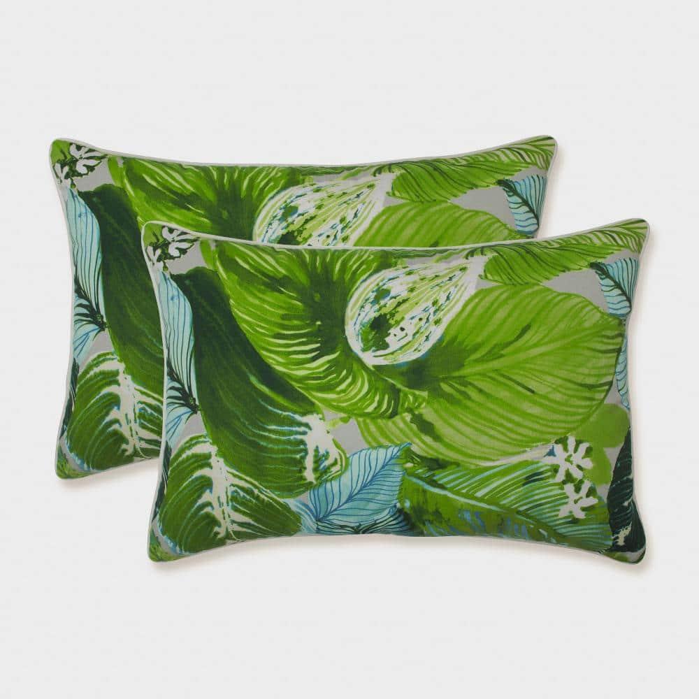 Pillow Perfect Lush Leaf Jungle Indoor/Outdoor Reversible Throw Pillow (Set of 2)