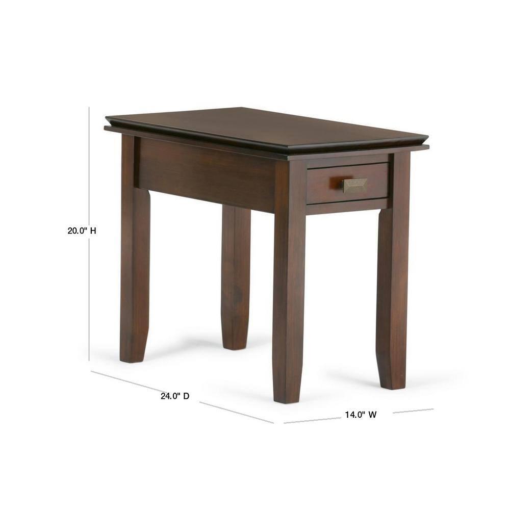 Simpli Home Artisan Solid Wood Transitional Narrow Side Table with Drawer