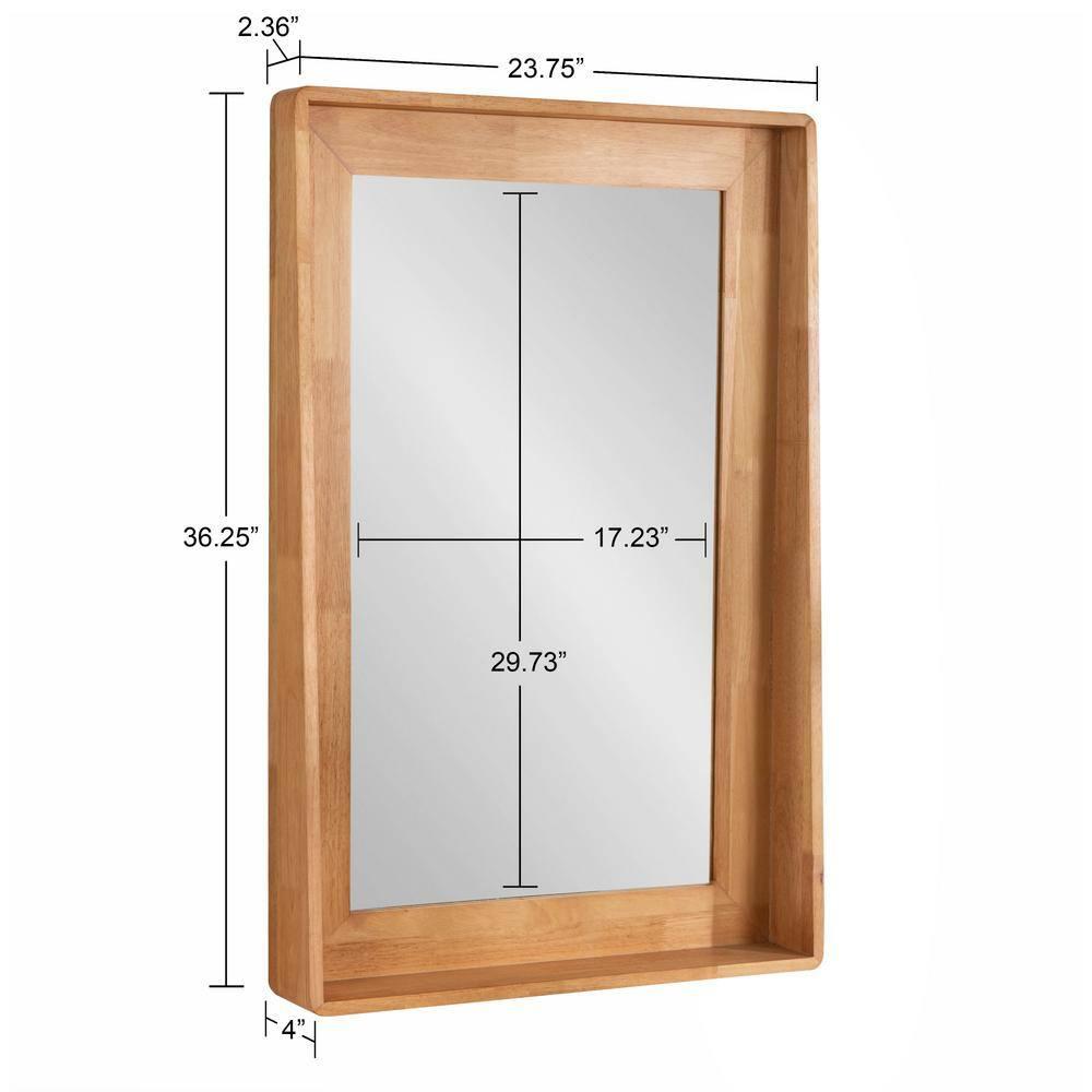 Kate & Laurel All Things Decor 24" x 36" Basking Decorative Wall Mirror with Shelf Natural: Scandinavian Design, No Assembly Required