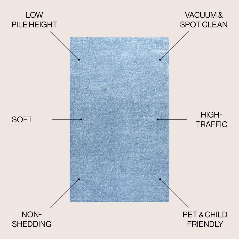 10' X 14' Rectangle Haze Solid Low-Pile Area Rug , Classic Blue - JONATHAN Y