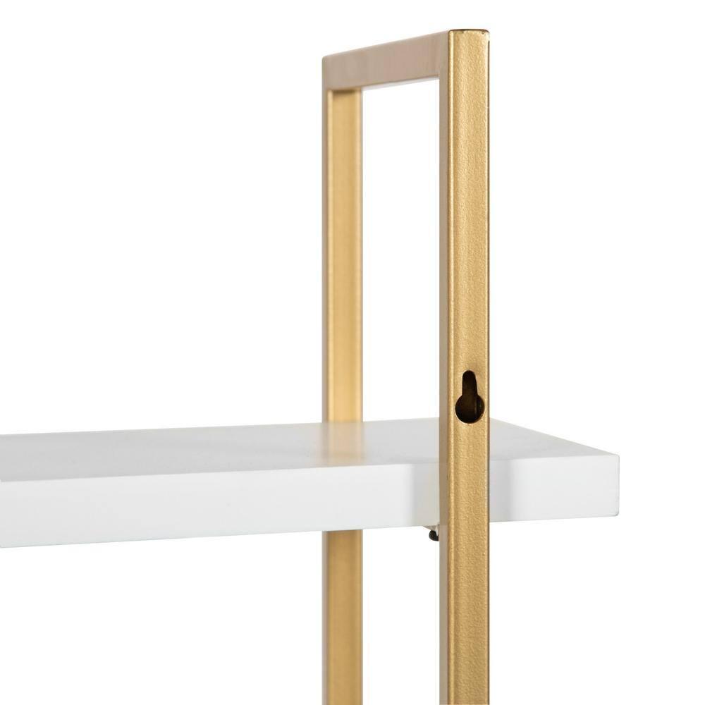 20" x 30" Leigh Wood and Metal Wall Shelf White/Gold - Kate & Laurel All Things Decor