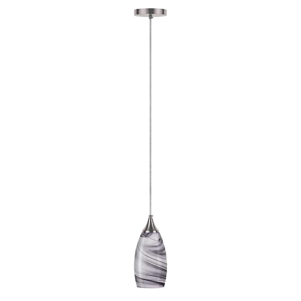 Craftsman Nickel Mini Pendant Light with Multicolor Art Glass