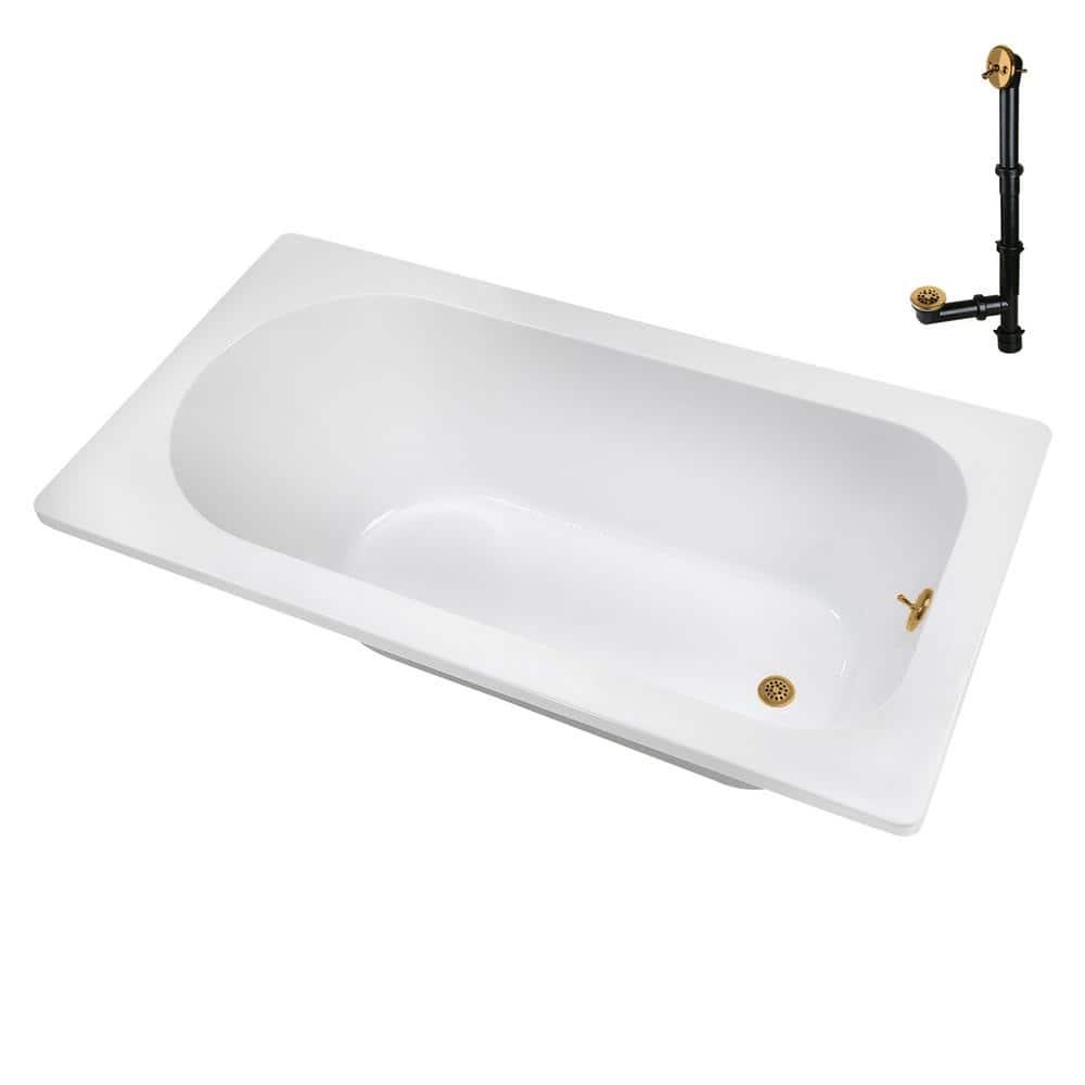 72" x 36" Acrylic Soaking Drop-In Bathtub, Drain Included