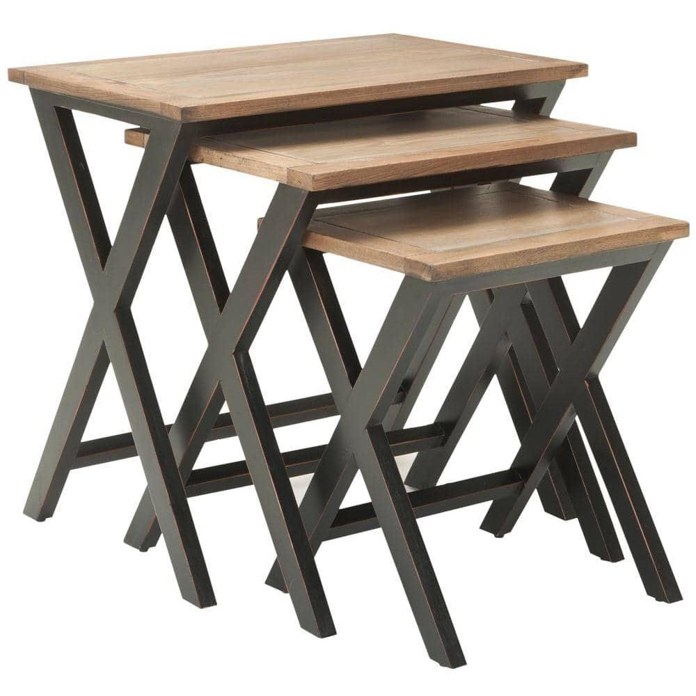Jack Tray Tables - Black/Oak - Safavieh.
