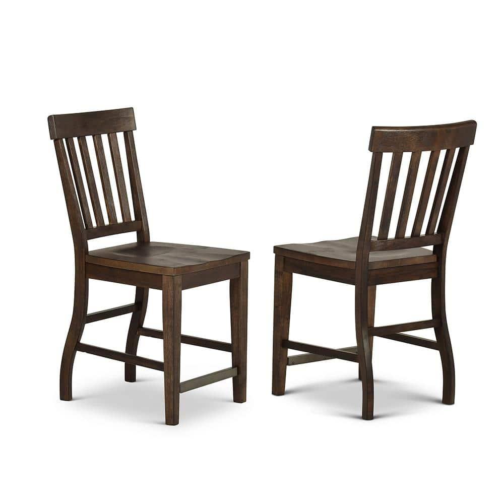 Steve Silver Set of 2 Cayla Counter Height Barstools Dark Oak: Wood Frame, Slat Back Design, CSA Certified