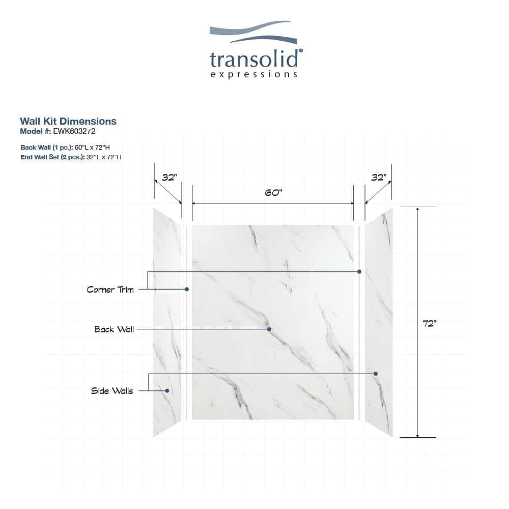 Transolid Expressions 60'' W 36'' D 72'' H Glue Up Solid Surface Wall