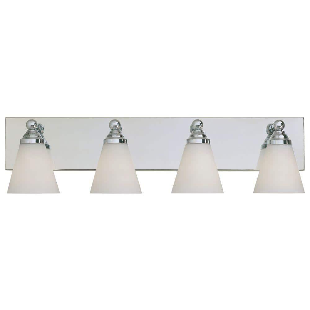 Chrome Contemporary Four Light 400W Bathroom Wall Fixture Hudson Collection