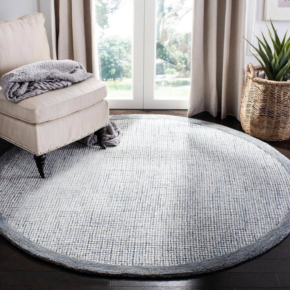 Abstract ABT220 Handmade Indoor Area Rug - Navy/Ivory - 6' Round - Safavieh