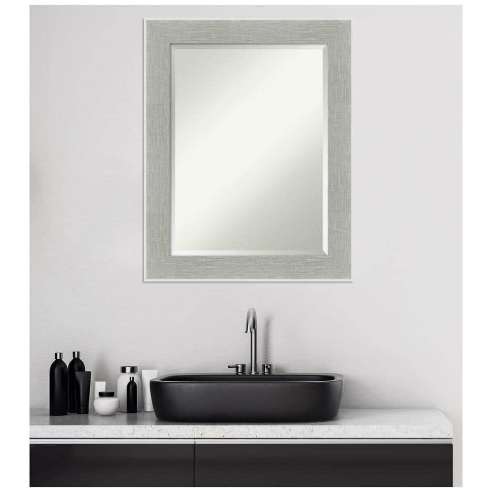 23" x 29" Glam Framed Bathroom Vanity Wall Mirror Linen Gray - Amanti Art: Modern, Beveled, Wall-Mounted