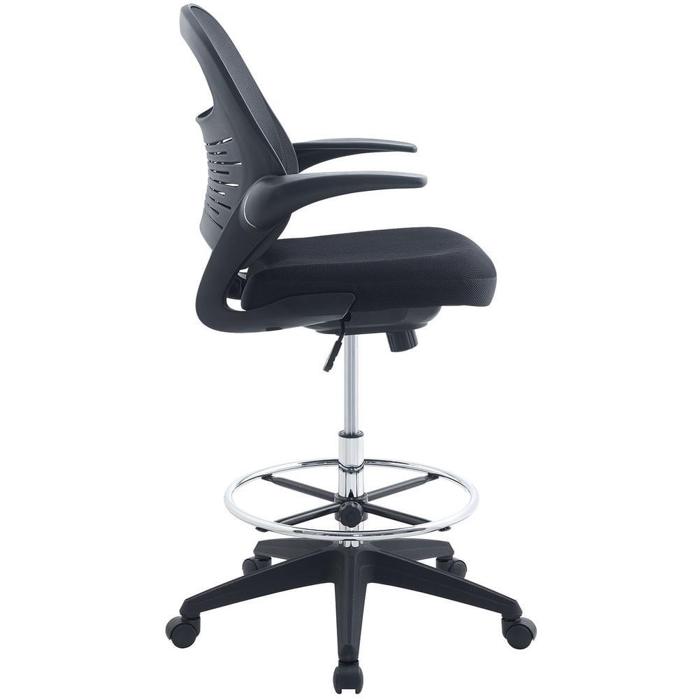 Stealth Drafting Chair Black - Modway: Upholstered, 330 lbs Capacity, Adjustable Height 23"-30"