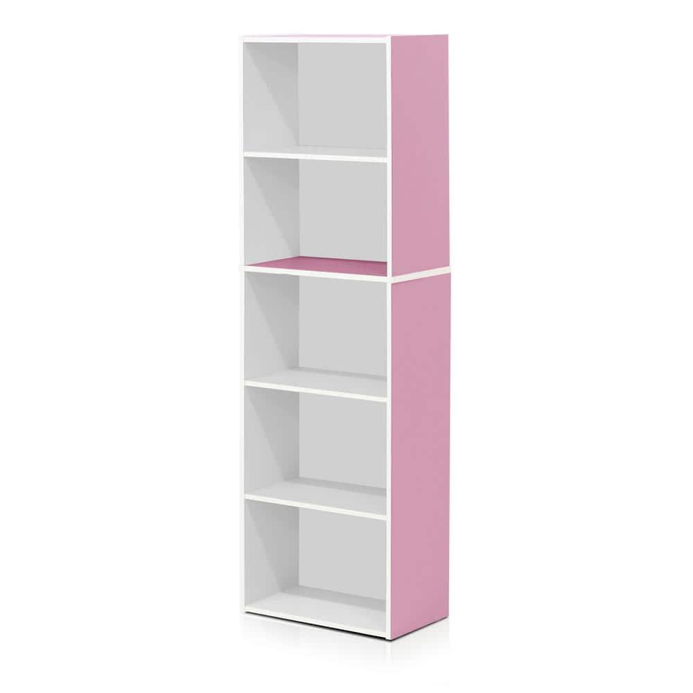 Furinno 5 Cube Reversible Storage Bookcase Open Shelf Organzier Horizontal Vertical,Pink
